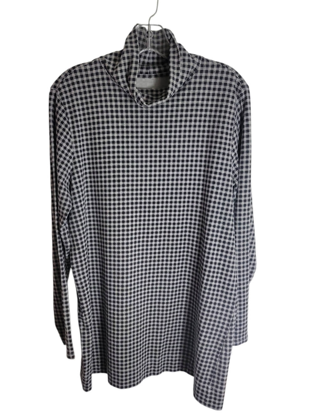 J. Jill luxe supima black gray gingham plaid turtleneck tunic top size LP - Picture 2 of 9
